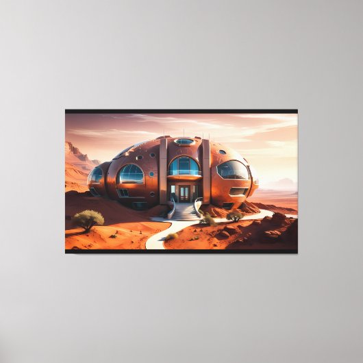 Mars Habitat Alpha – AI Sci-Fi Architectuur Canvas Afdruk (Voorkant)