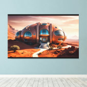 Mars Habitat Alpha – AI Sci-Fi Architectuur Canvas Afdruk (Insitu (Houten vloer))