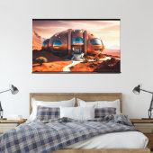 Mars Habitat Alpha – AI Sci-Fi Architectuur Canvas Afdruk (Insitu (Slaapkamer))