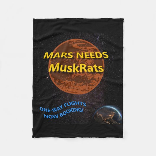 Mars heeft muskusratten Sticker nodig Fleece Deken (Voorkant)
