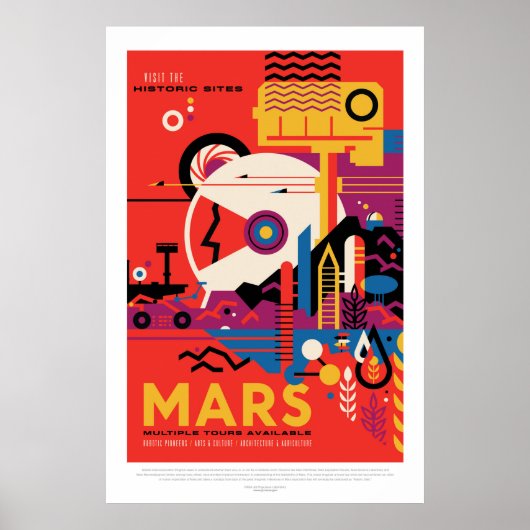 Mars Historic Sight vakantion advertentie ruimteto Poster (Voorkant)