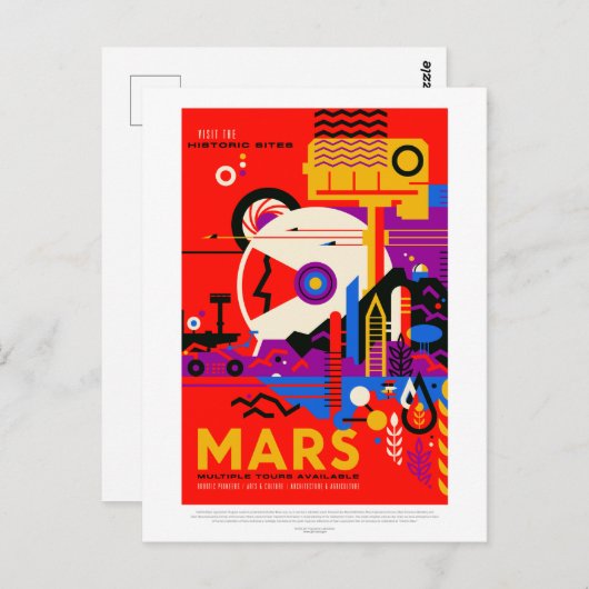  Mars Historisch Sites Space Travel Briefkaart (Voorkant / Achterkant)