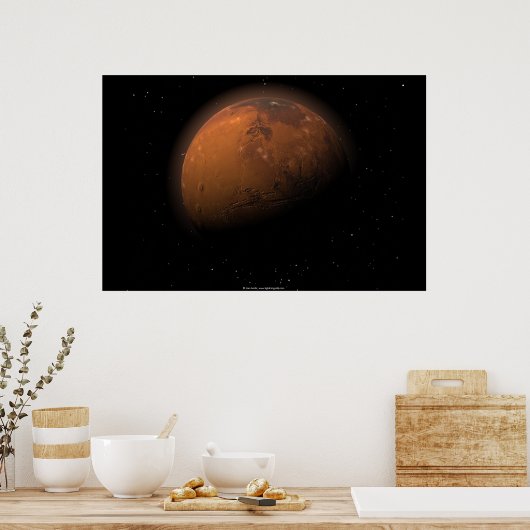 Mars in gedeeltelijke schaduw poster (Keuken)
