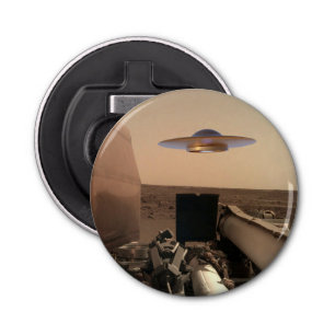 Mars in Sight Alien UFO Saucer Encounter Button Flesopener