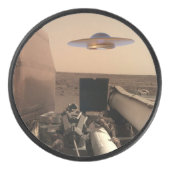 Mars in Sight Alien UFO Saucer Encounter Hockey Puck (Voorkant)