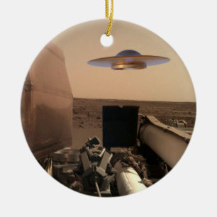 Mars in Sight Alien UFO Saucer Encounter Keramisch Ornament