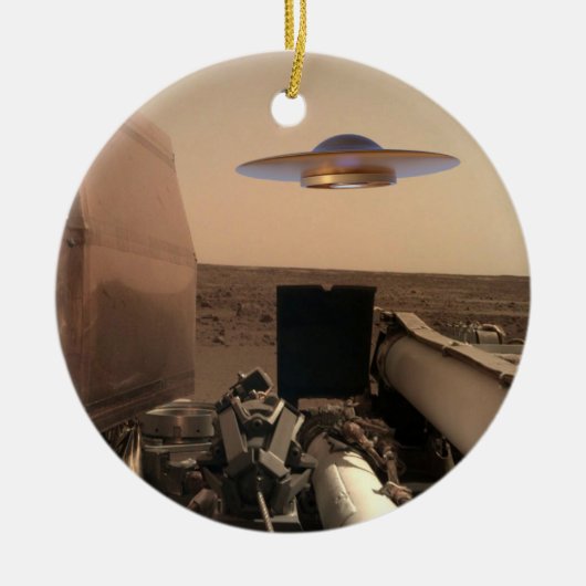 Mars in Sight Alien UFO Saucer Encounter Keramisch Ornament (Voorkant)