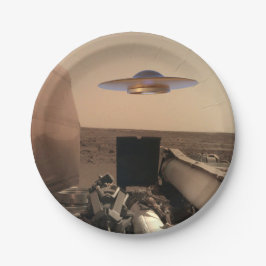 Mars in Sight Alien UFO Saucer Encounter Papieren Bordje