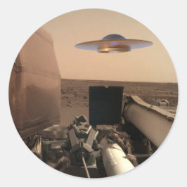 Mars in Sight Alien UFO Saucer Encounter Ronde Sticker