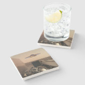 Mars in Sight Alien UFO Saucer Encounter Stenen Onderzetter (Zijkant)