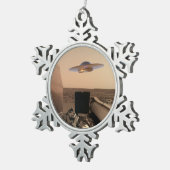 Mars in Sight Alien UFO Saucer Encounter Tin Sneeuwvlok Ornament (Rechts)