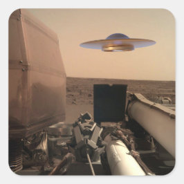 Mars in Sight Alien UFO Saucer Encounter Vierkante Sticker