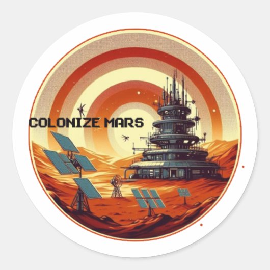 MARS KOLONISEREN RONDE STICKER (Voorkant)