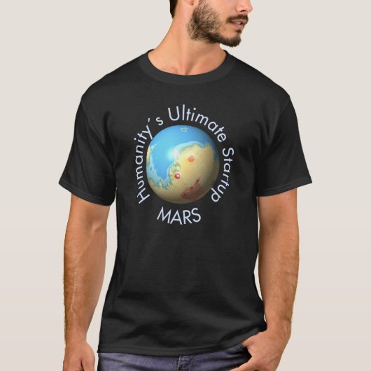 Mars Mola-kaart na terraforming T-shirt (Voorkant)