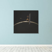 Mars Odyssey ruimteschip boven marszee Canvas Afdruk (Insitu (Houten vloer))
