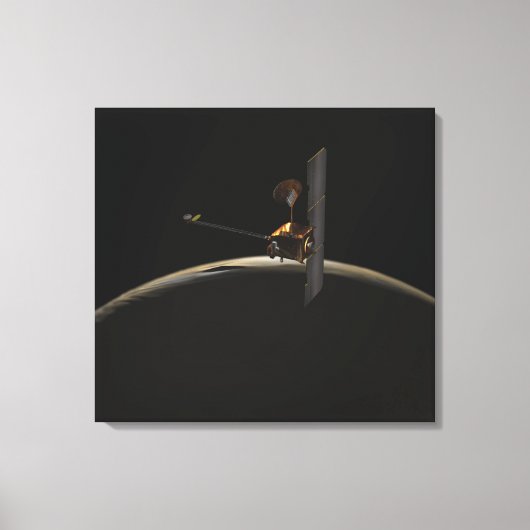 Mars Odyssey ruimteschip boven marszee Canvas Afdruk (Voorkant)