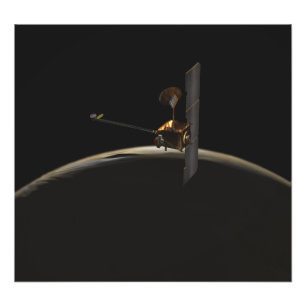 Mars Odyssey ruimteschip boven marszee Foto Afdruk