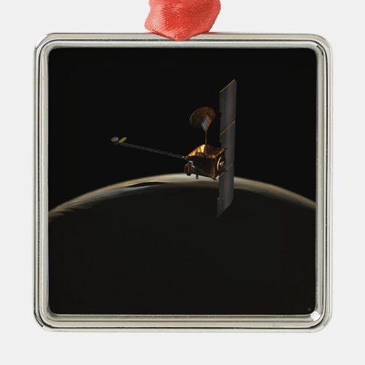 Mars Odyssey ruimteschip boven marszee Metalen Ornament (Voorkant)