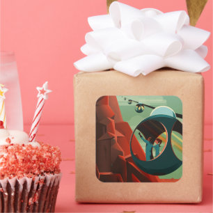 Mars Olympus Mons Hoogste vulkaan zonnestelsel Vierkante Sticker