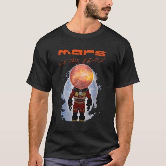 Mars op het brein Nerd Astronaut T-shirt (Voorkant)