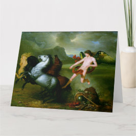 Mars-paarden op wenskaart met fijne kunst kaart