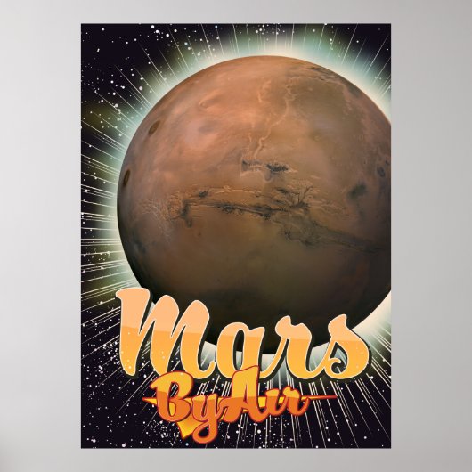 Mars Per Lucht Oude vluchtposter Poster (Voorkant)