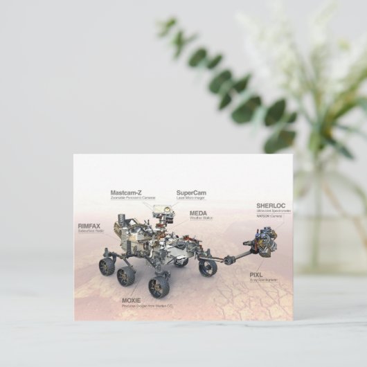 Mars Perseverance Rover met instrumenten Briefkaart (Staand voorkant)