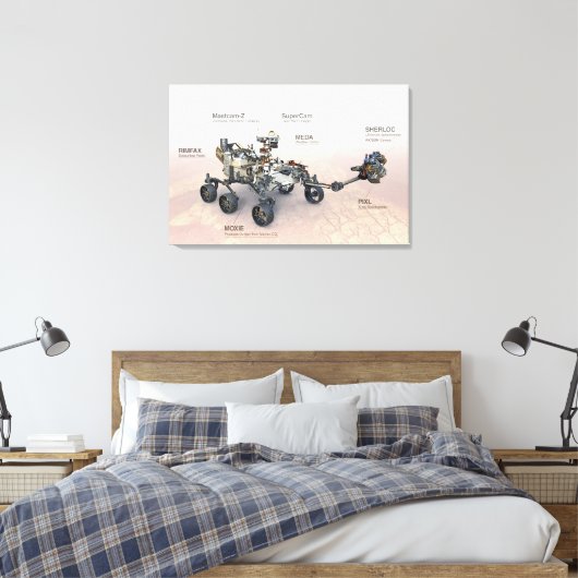 Mars Perseverance Rover met instrumenten Canvas Afdruk (Insitu (Slaapkamer))