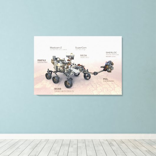 Mars Perseverance Rover met instrumenten Canvas Afdruk (Insitu (Houten vloer))