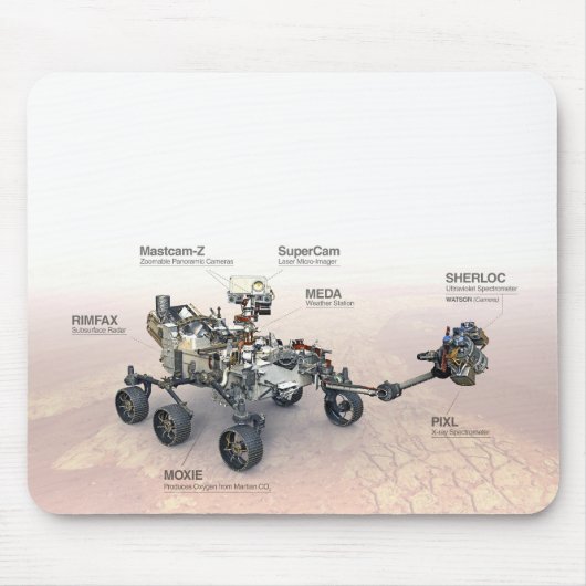 Mars Perseverance Rover met instrumenten Muismat (Voorkant)