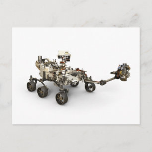 Mars Perseverance Rover op een witte achtergrond. Briefkaart