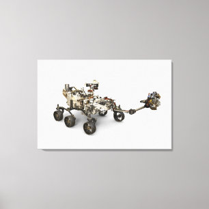 Mars Perseverance Rover op een witte achtergrond. Canvas Afdruk