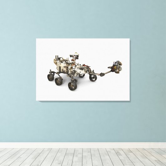 Mars Perseverance Rover op een witte achtergrond. Canvas Afdruk (Insitu (Houten vloer))