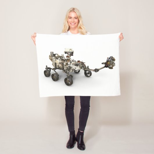 Mars Perseverance Rover op een witte achtergrond. Fleece Deken (In situ)