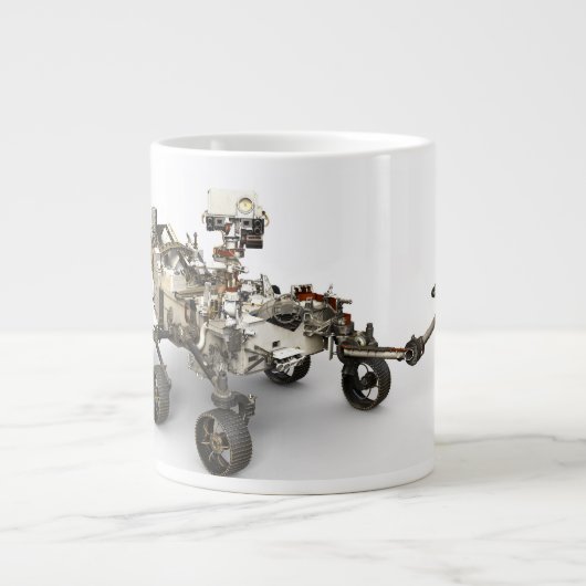 Mars Perseverance Rover op een witte achtergrond. Grote Koffiekop (Voorkant)