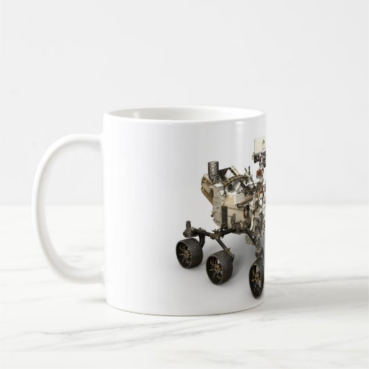 Mars Perseverance Rover op een witte achtergrond. Koffiemok (Links)