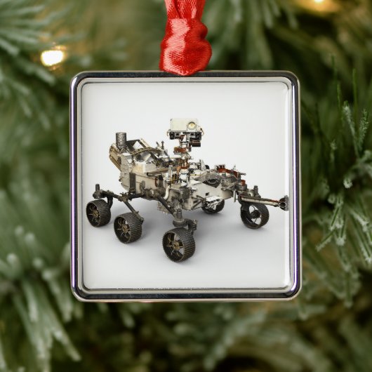Mars Perseverance Rover op een witte achtergrond. Metalen Ornament (Boom)