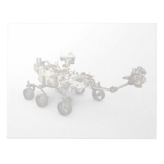 Mars Perseverance Rover op een witte achtergrond. Notitieblok (Voorkant)