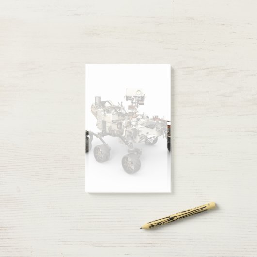 Mars Perseverance Rover op een witte achtergrond. Post-it® Notes (Op bureau)