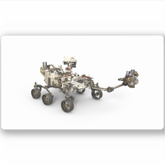 Mars Perseverance Rover op een witte achtergrond. Sticker (Voorkant)
