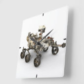Mars Perseverance Rover op een witte achtergrond. Vierkante Klok (Hoek)