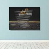 Mars Reconnaissance Orbiter's Radar op Work Canvas Afdruk (Insitu (Houten vloer))