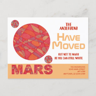 Mars Red Planet Funny Space Theme Adres Bewegen Aankondigingskaart