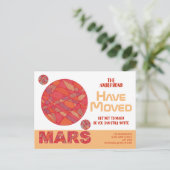 Mars Red Planet Funny Space Theme Adres Bewegen Aankondigingskaart (Staand voorkant)