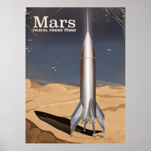 Mars - reis er vandaag naartoe vintage reisposter poster