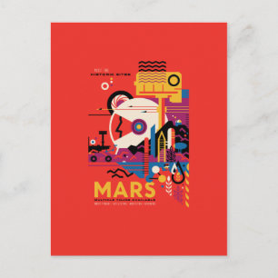 Mars reisposter, toerist, planet, astronomie briefkaart