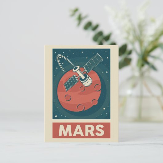 Mars Retro Galaxy Satellite Briefkaart (Staand voorkant)