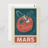 Mars Retro Galaxy Satellite Briefkaart (Voorkant / Achterkant)
