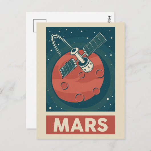 Mars Retro Galaxy Satellite Briefkaart (Voorkant / Achterkant)