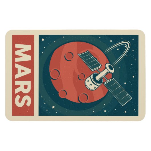 Mars Retro Galaxy Satellite Magneet (Horizontaal)